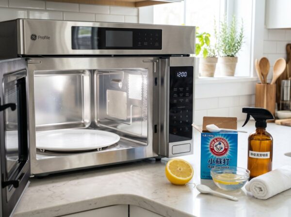 廚房檯面上的微波爐 / Microwave sitting on a kitchen counter